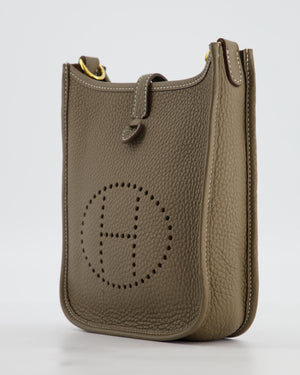 Hermès Mini Evelyne Bag in Etoupe Clemence Leather with Gold Hardware