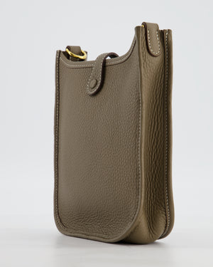 Hermès Mini Evelyne Bag in Etoupe Clemence Leather with Gold Hardware