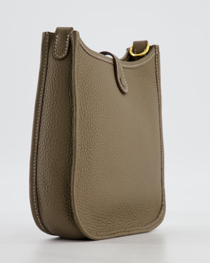 Hermès Mini Evelyne Bag in Etoupe Clemence Leather with Gold Hardware