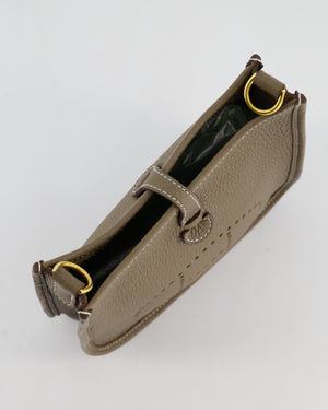Hermès Mini Evelyne Bag in Etoupe Clemence Leather with Gold Hardware
