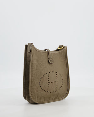 Hermès Mini Evelyne Bag in Etoupe Clemence Leather with Gold Hardware