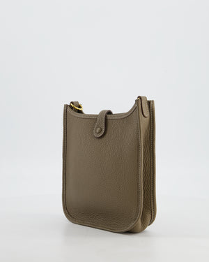 Hermès Mini Evelyne Bag in Etoupe Clemence Leather with Gold Hardware