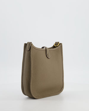 Hermès Mini Evelyne Bag in Etoupe Clemence Leather with Gold Hardware