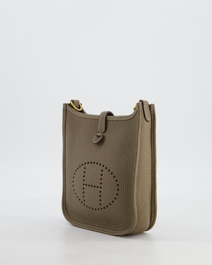 Hermès Mini Evelyne Bag in Etoupe Clemence Leather with Gold Hardware