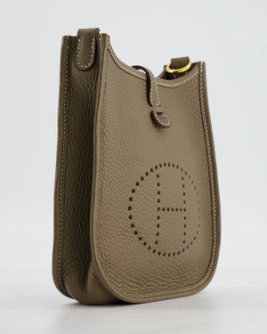 Hermès Mini Evelyne Bag in Etoupe Clemence Leather with Gold Hardware