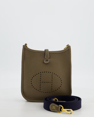 Hermès Mini Evelyne Bag in Etoupe Clemence Leather with Gold Hardware