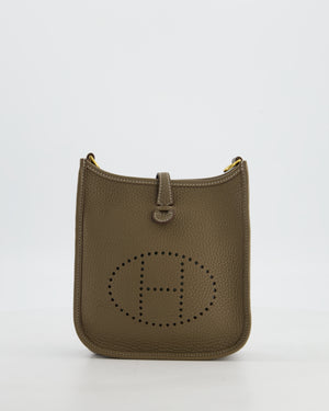 Hermès Mini Evelyne Bag in Etoupe Clemence Leather with Gold Hardware