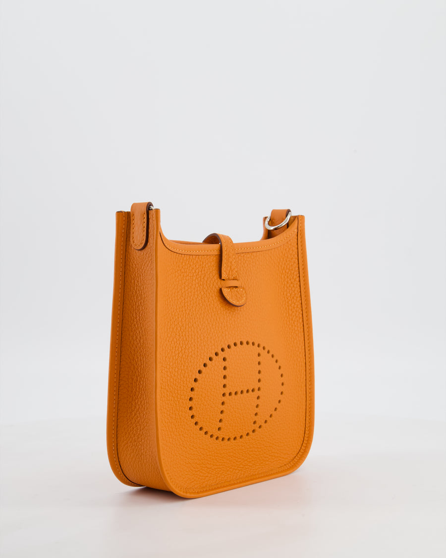Hermès Mini Evelyne Bag in Orange Clemence Leather with Palladium Hardware