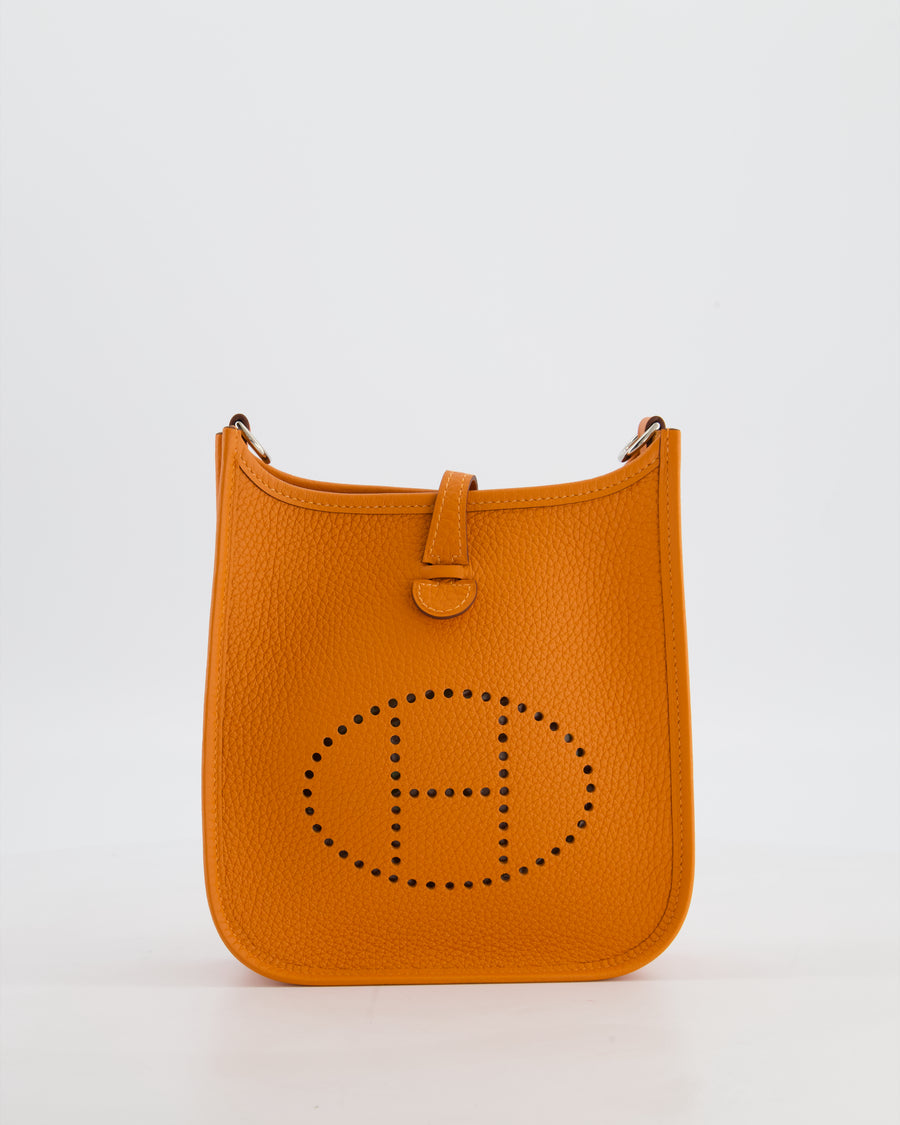 Hermès Mini Evelyne Bag in Orange Clemence Leather with Palladium Hardware