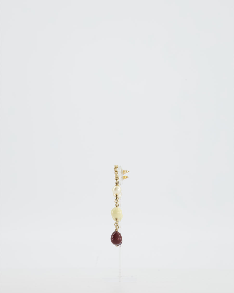 Chanel 2008 Pendant Earrings with Pearls and CC Studs Logo