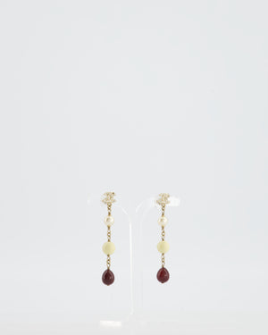 Chanel 2008 Pendant Earrings with Pearls and CC Studs Logo