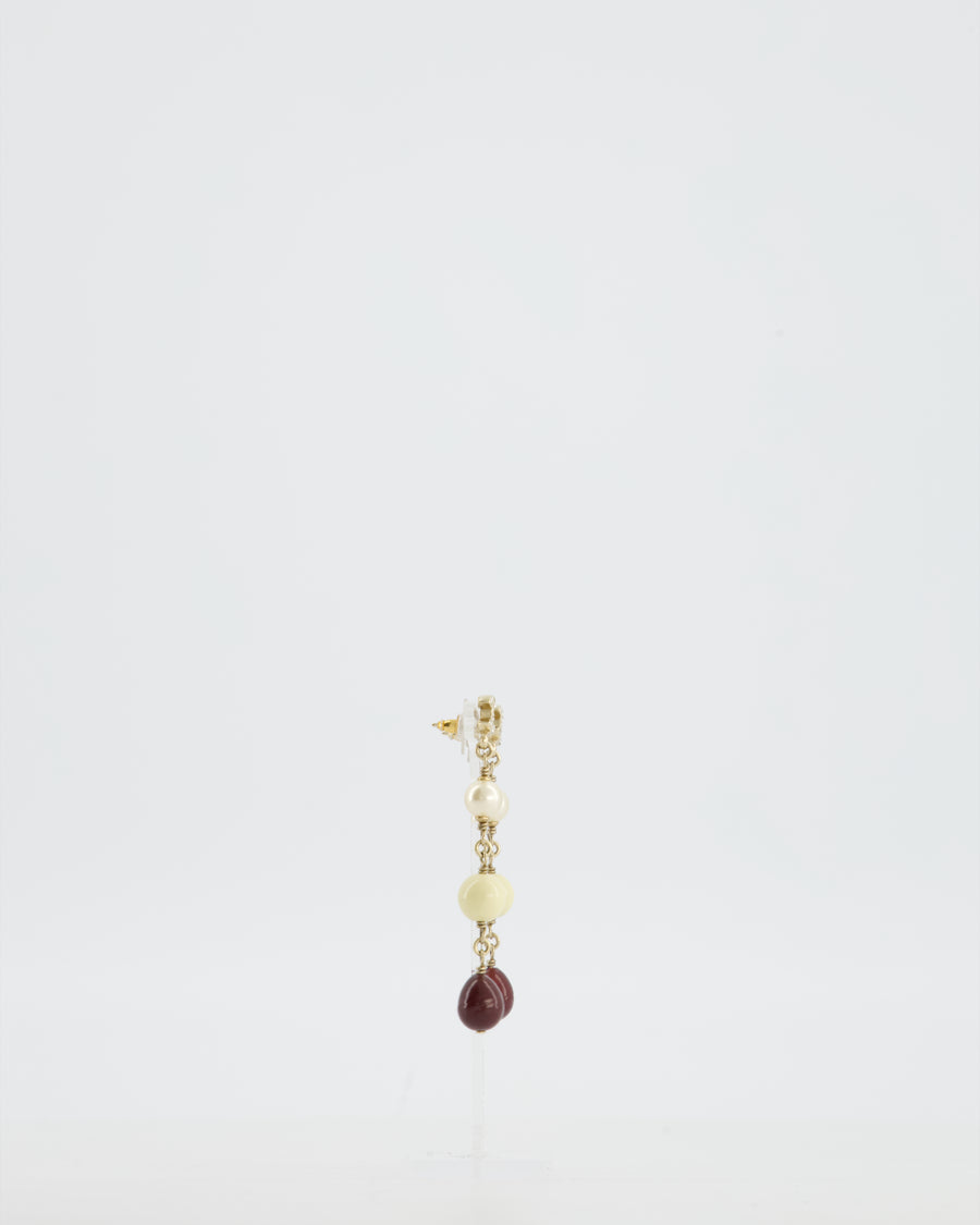 Chanel 2008 Pendant Earrings with Pearls and CC Studs Logo