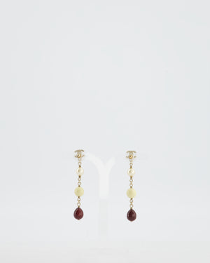 Chanel 2008 Pendant Earrings with Pearls and CC Studs Logo