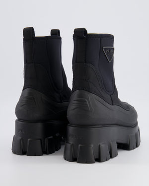 Prada Black Nylon Gabardine Monolith Boots with Logo Size EU 37 RRP £1,010