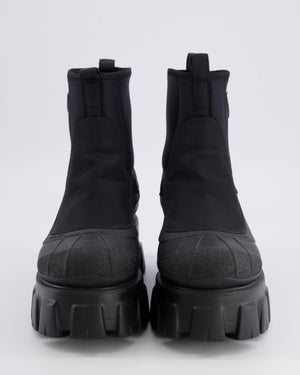 Prada Black Nylon Gabardine Monolith Boots with Logo Size EU 37 RRP £1,010