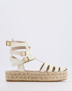 Christian Dior White Leather Dioriviera Marine Espadrilles Shoes with Gold CD Logo Size EU 37