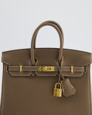 *HOLY GRAIL* Hermès Birkin 25 Retourne Bag in Etoupe Togo Leather with Gold Hardware