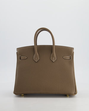 *HOLY GRAIL* Hermès Birkin 25 Retourne Bag in Etoupe Togo Leather with Gold Hardware