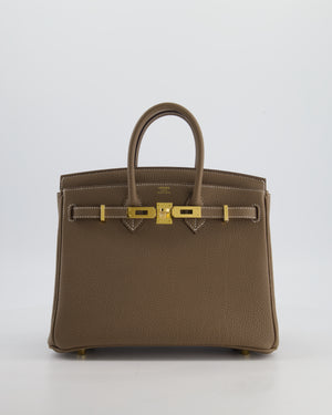 *HOLY GRAIL* Hermès Birkin 25 Retourne Bag in Etoupe Togo Leather with Gold Hardware