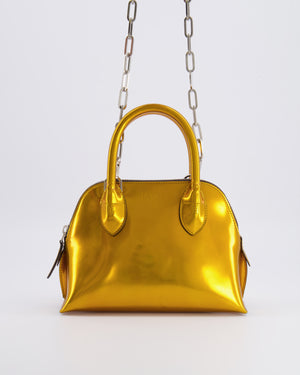 Lanvin Metallic Gold Small Top Handle Magot Bag with Silver Chain Strap RRP £1,300