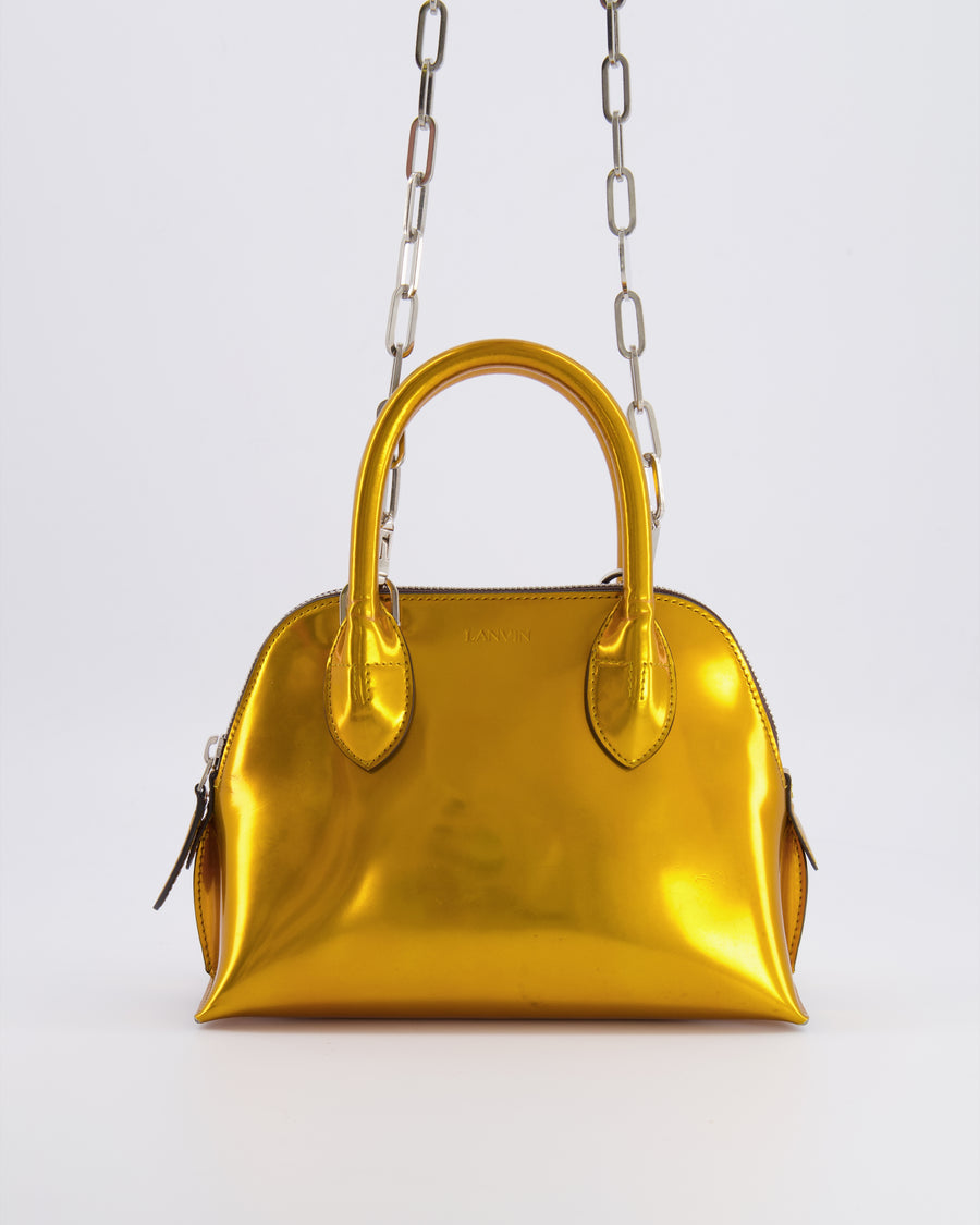 Lanvin Metallic Gold Small Top Handle Magot Bag with Silver Chain Strap RRP £1,300