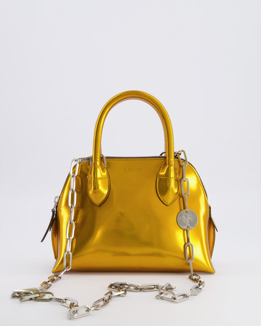 Lanvin Metallic Gold Small Top Handle Magot Bag with Silver Chain Strap RRP £1,300