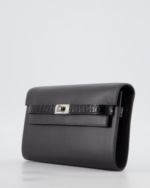 *SUPER RARE* Hermès Kelly To Go Touch Bag in Graphite Box Calf Leather & Noir Alligator Mississippiensis with Palladium Hardware