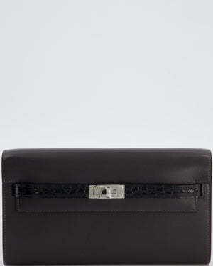 *SUPER RARE* Hermès Kelly To Go Touch Bag in Graphite Box Calf Leather & Noir Alligator Mississippiensis with Palladium Hardware