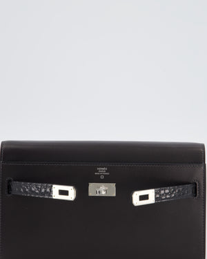 *SUPER RARE* Hermès Kelly To Go Touch Bag in Graphite Box Calf Leather & Noir Alligator Mississippiensis with Palladium Hardware