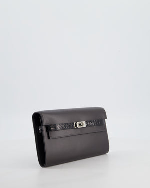 *SUPER RARE* Hermès Kelly To Go Touch Bag in Graphite Box Calf Leather & Noir Alligator Mississippiensis with Palladium Hardware