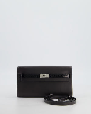 *SUPER RARE* Hermès Kelly To Go Touch Bag in Graphite Box Calf Leather & Noir Alligator Mississippiensis with Palladium Hardware