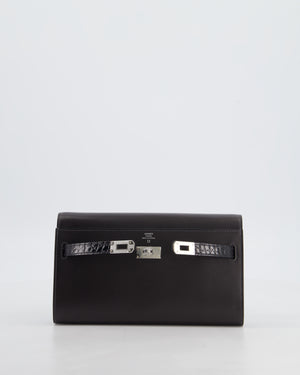 *SUPER RARE* Hermès Kelly To Go Touch Bag in Graphite Box Calf Leather & Noir Alligator Mississippiensis with Palladium Hardware