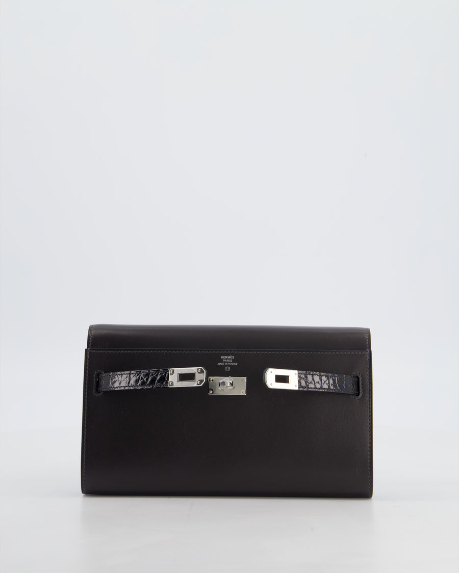 *SUPER RARE* Hermès Kelly To Go Touch Bag in Graphite Box Calf Leather & Noir Alligator Mississippiensis with Palladium Hardware