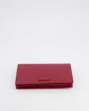 Gucci Red Leather Guccissima Logo Crossbody Wallet Bag