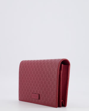 Gucci Red Leather Guccissima Logo Crossbody Wallet Bag