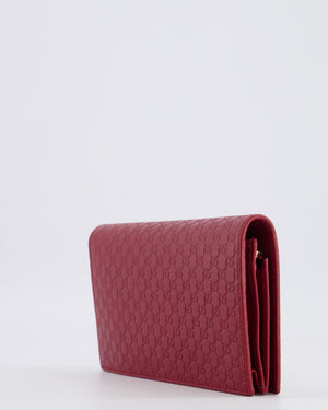 Gucci Red Leather Guccissima Logo Crossbody Wallet Bag