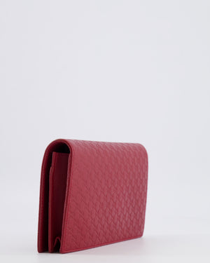 Gucci Red Leather Guccissima Logo Crossbody Wallet Bag
