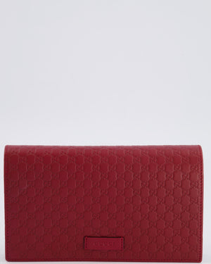 Gucci Red Leather Guccissima Logo Crossbody Wallet Bag