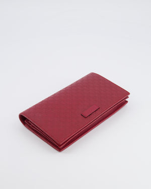 Gucci Red Leather Guccissima Logo Crossbody Wallet Bag