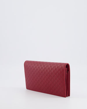 Gucci Red Leather Guccissima Logo Crossbody Wallet Bag