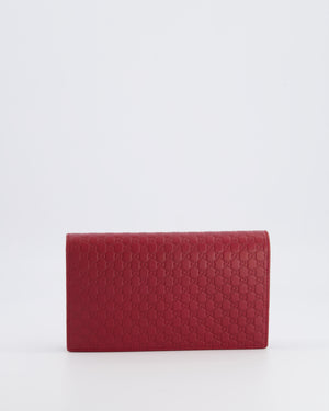 Gucci Red Leather Guccissima Logo Crossbody Wallet Bag