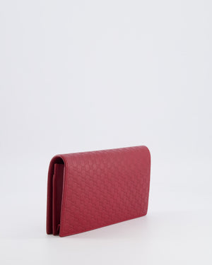 Gucci Red Leather Guccissima Logo Crossbody Wallet Bag