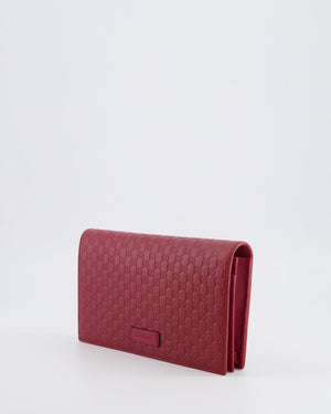 Gucci Red Leather Guccissima Logo Crossbody Wallet Bag