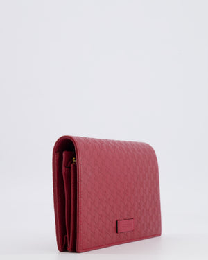 Gucci Red Leather Guccissima Logo Crossbody Wallet Bag
