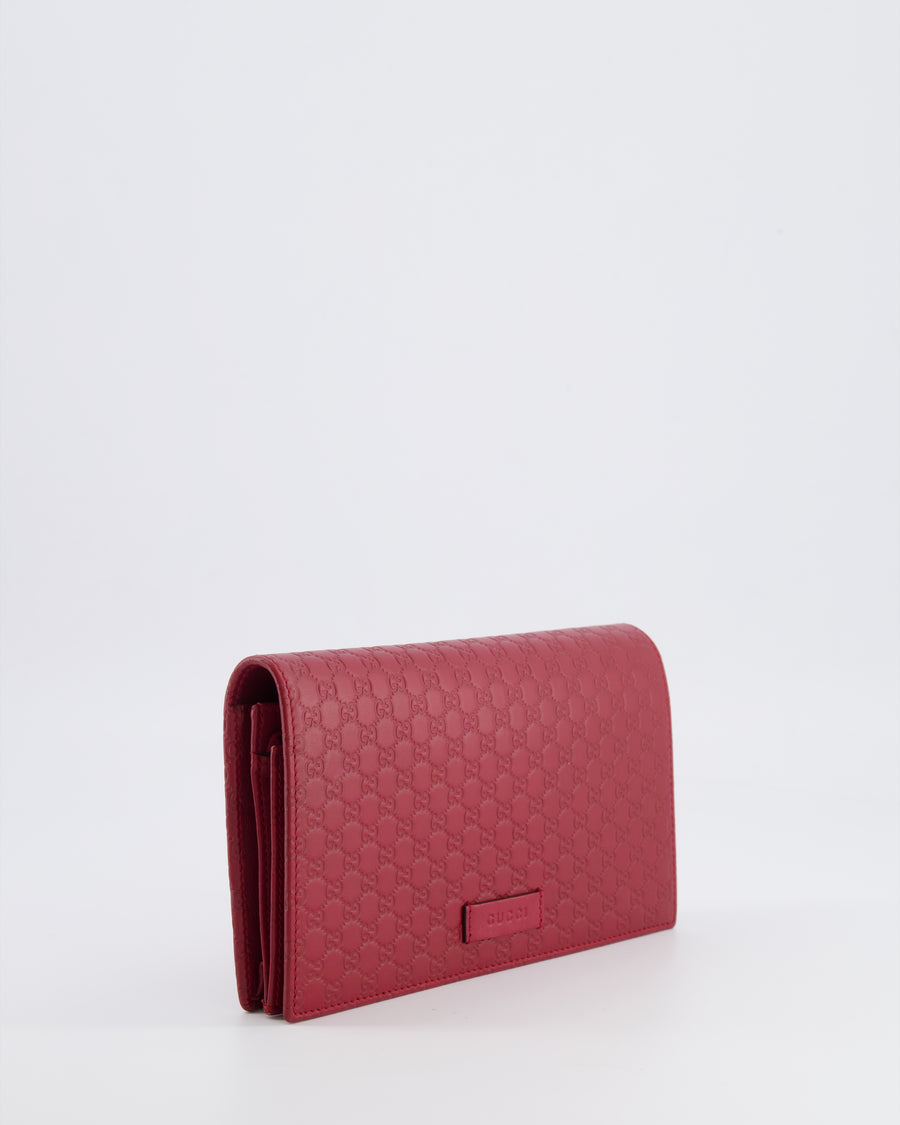 Gucci Red Leather Guccissima Logo Crossbody Wallet Bag