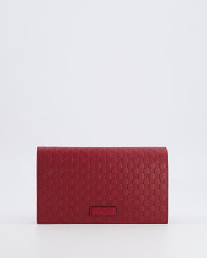 Gucci Red Leather Guccissima Logo Crossbody Wallet Bag