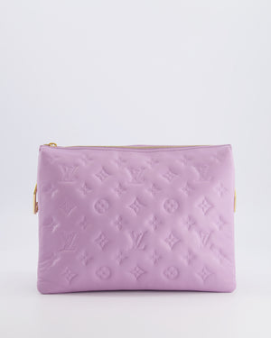 Louis Vuitton Lilac Monogram Lambskin Coussin PM Bag with Gold Hardware and Logo Canvas Strap RRP £3,450