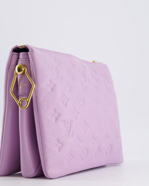 Louis Vuitton Lilac Monogram Lambskin Coussin PM Bag with Gold Hardware and Logo Canvas Strap RRP £3,450