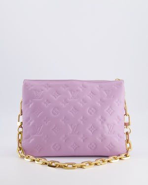 Louis Vuitton Lilac Monogram Lambskin Coussin PM Bag with Gold Hardware and Logo Canvas Strap RRP £3,450