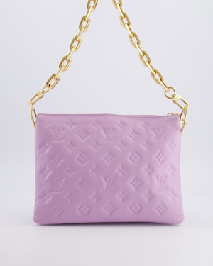 Louis Vuitton Lilac Monogram Lambskin Coussin PM Bag with Gold Hardware and Logo Canvas Strap RRP £3,450
